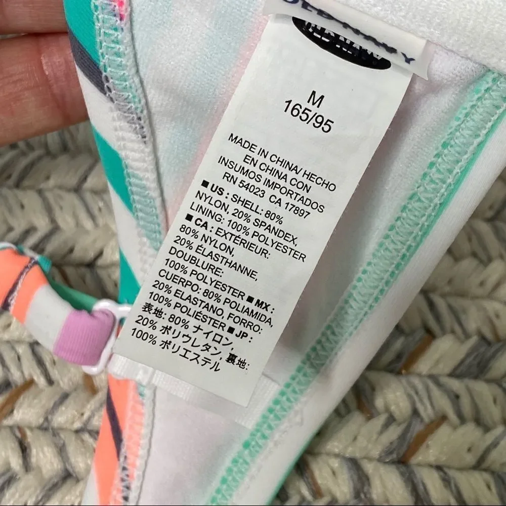 Old navy striped pink aqua bikini top medium